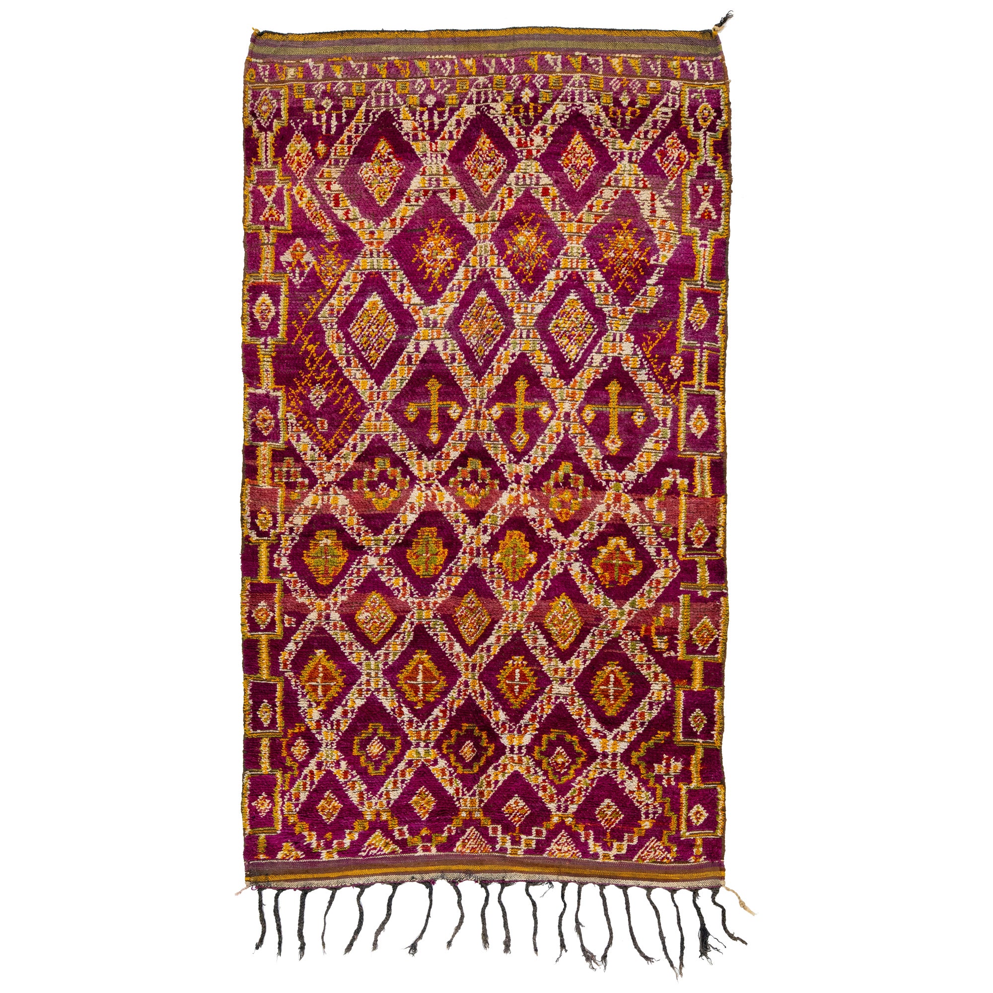 Mid-20th Century Vintage Tribal Moroccan Wool Rug In Purple  For Sale