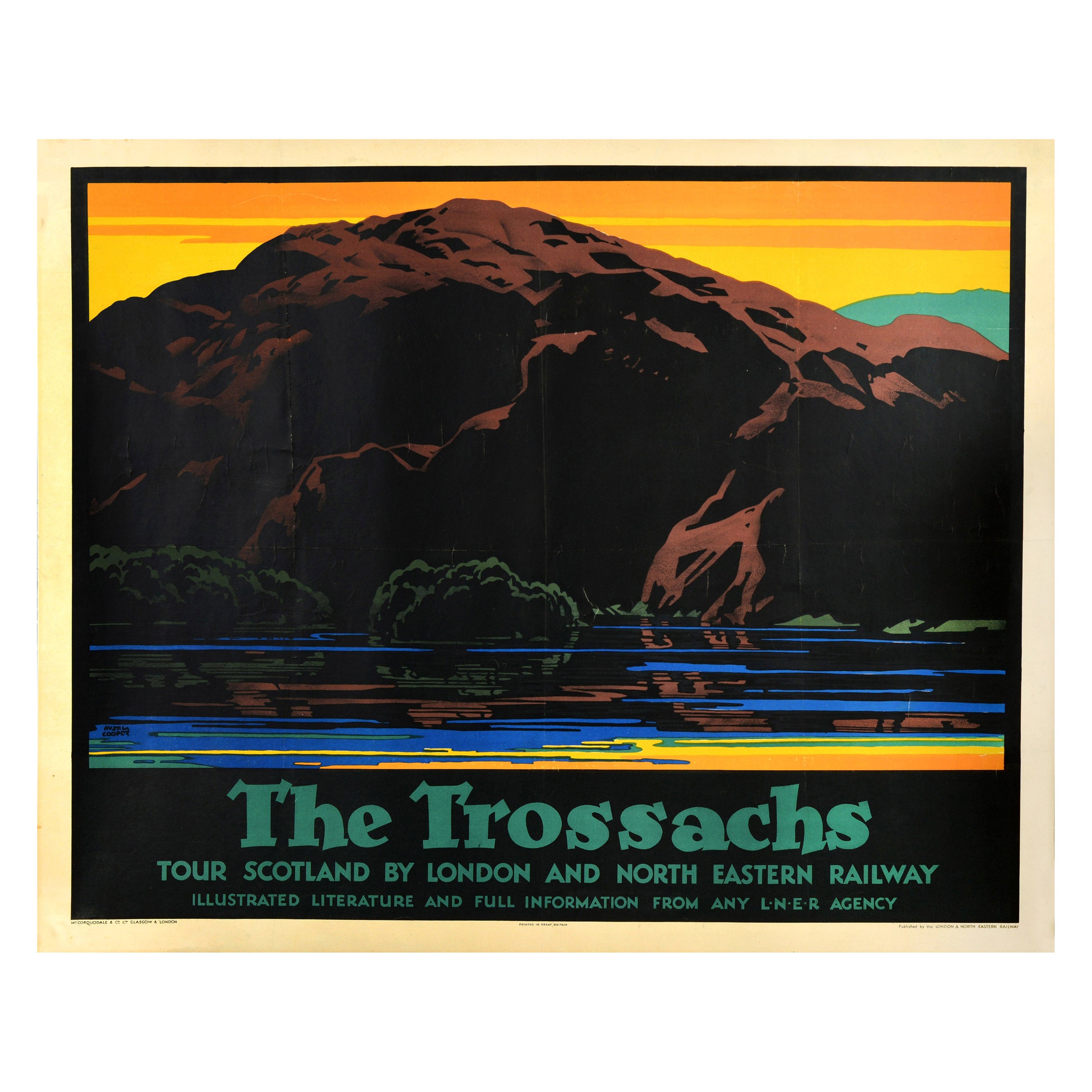 Original Vintage Train Travel Poster The Trossachs Scotland LNER Railway Cooper