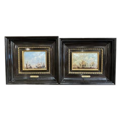 Pair of Mid-Century French Framed Nautical Paintings After W. Van de Velde