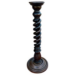 Antike Französisch Pedestal Plant Stand Tabelle Barley Twist OPEN TWIST Dark Oak 36" T