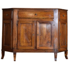 Antique Italian, Tuscany, Neoclassic Walnut Scantonata 3 over 4 Credenza, ca. 1800