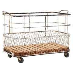 French Mid Century Industrial Boulangerie Trolley Basket Cart C1950