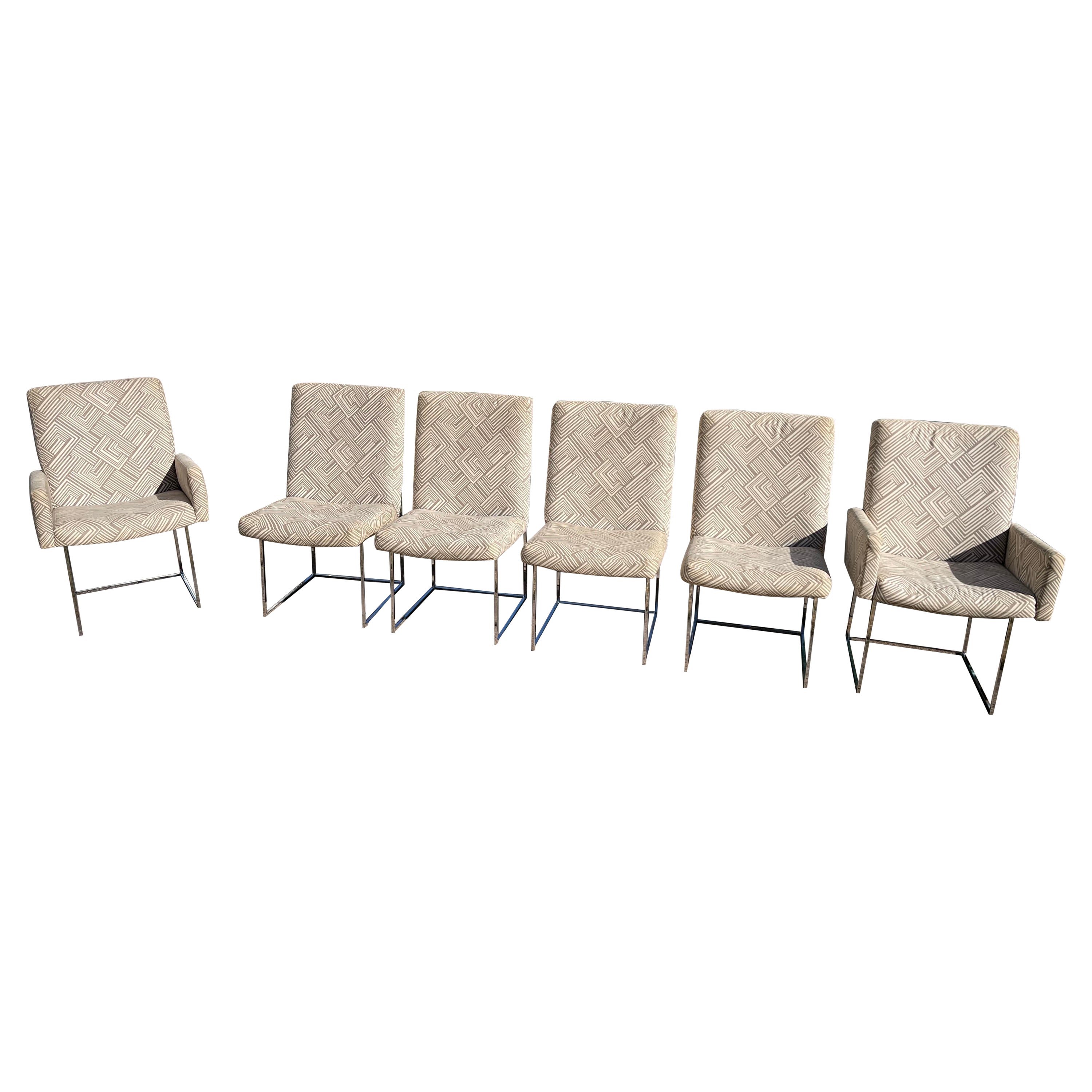 Set of Eight Milo Baughtman Thin frame Chairs for Thayer Coggin 