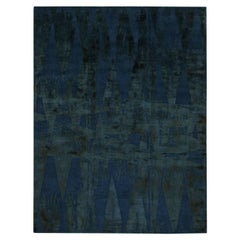 Rug & Kilim’s Abstract Rug in Blue, with Geometric Patterns “Diamonds Vintage”