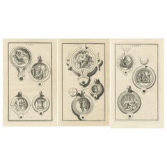 Antique Original Classical Lamp Engravings: Montfaucon's Collection, Published in 1722