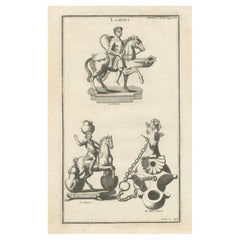 Lampe eines berittenen Kriegers: Montfaucon's Antiquities, gestochen, 1722