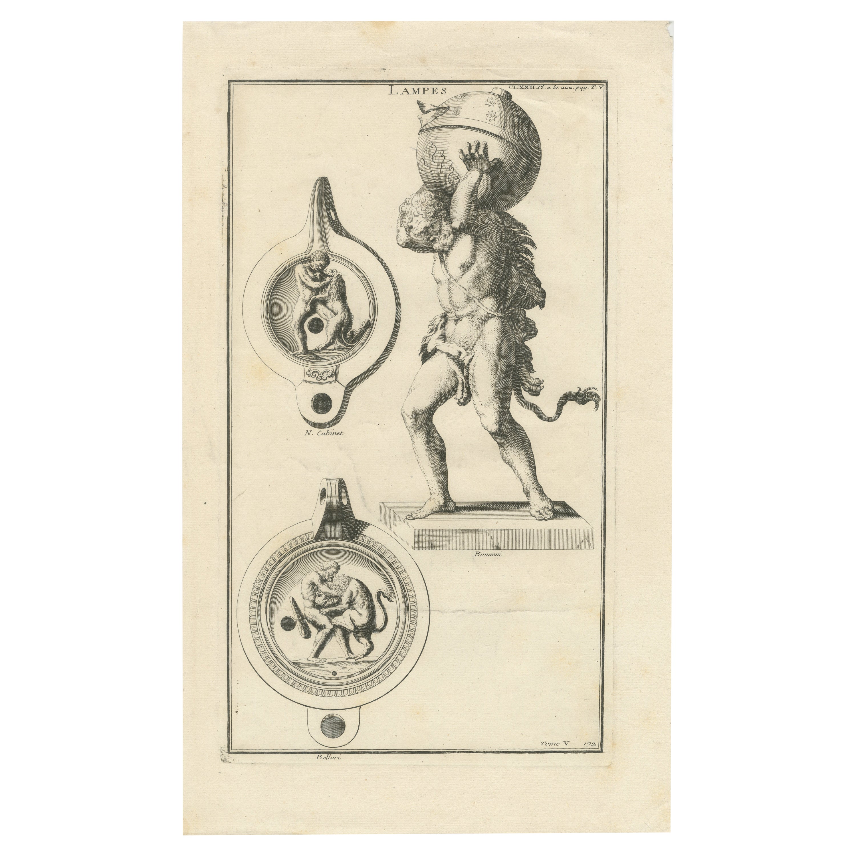 Atlas Lamp Engraving: Strength and Mythology, 1722