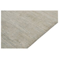 Rug & Kilim's Hand-Knotted Contemporary Rug in Striated Gray, Blue