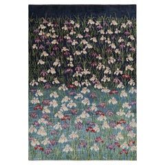 Rug & Kilim's Contemporary-Teppich in Blau mit Blumenmustern 
