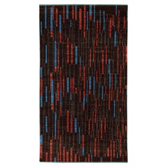 Rug & Kilim's Hand-Knotted Modern Rug in Brown, Red and Blue Deco Pattern