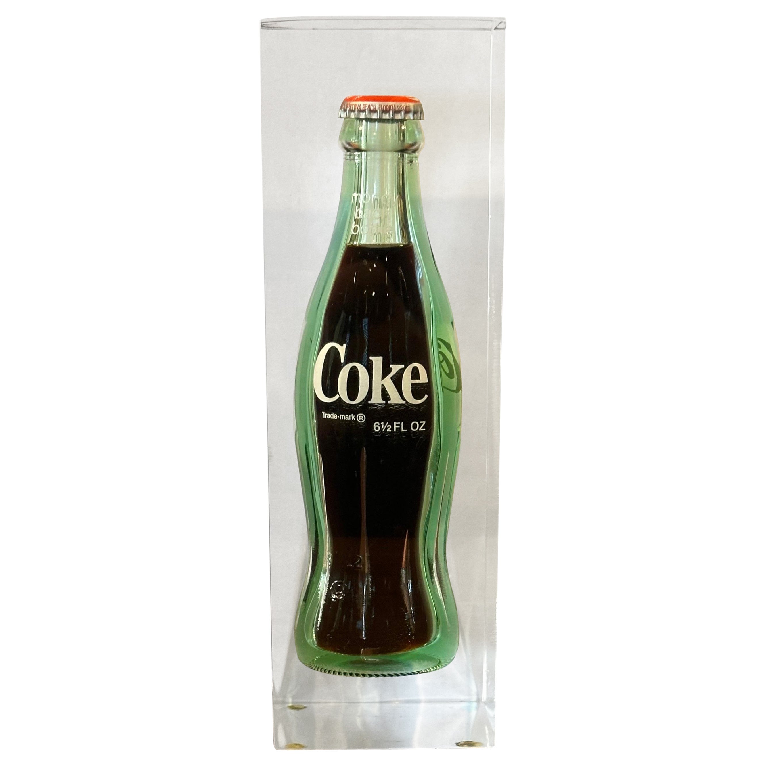 Pop Art "Coca Cola"/ Coke Bottle in Lucite Sculpture / Paperweight  For Sale