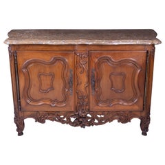 Antique Exquisite 18th century Lyonnaise Carved Walnut Buffet, Country French 