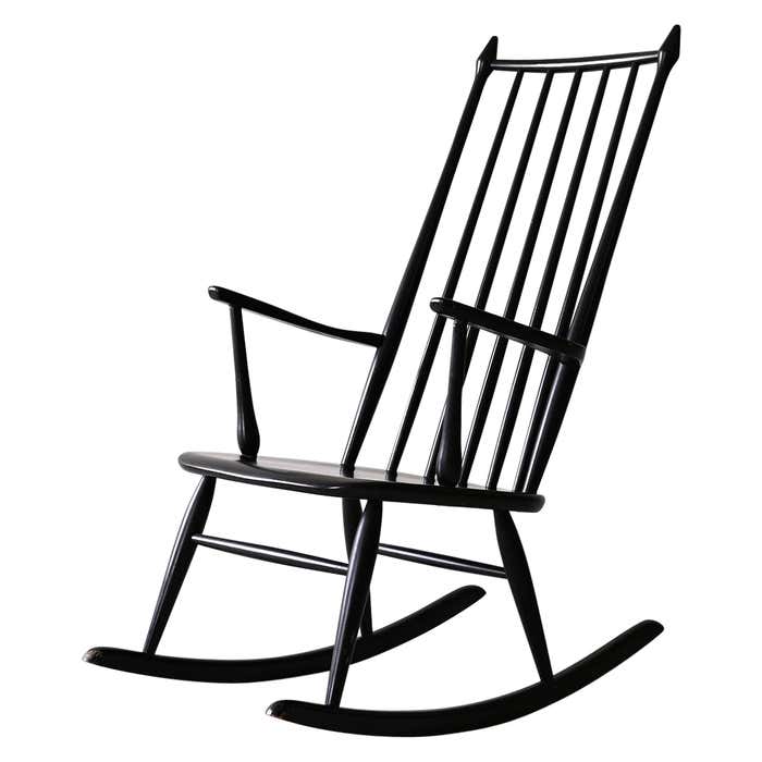 Scandinavian black rocking chair For Sale at 1stDibs