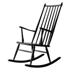 Vintage Scandinavian black rocking chair
