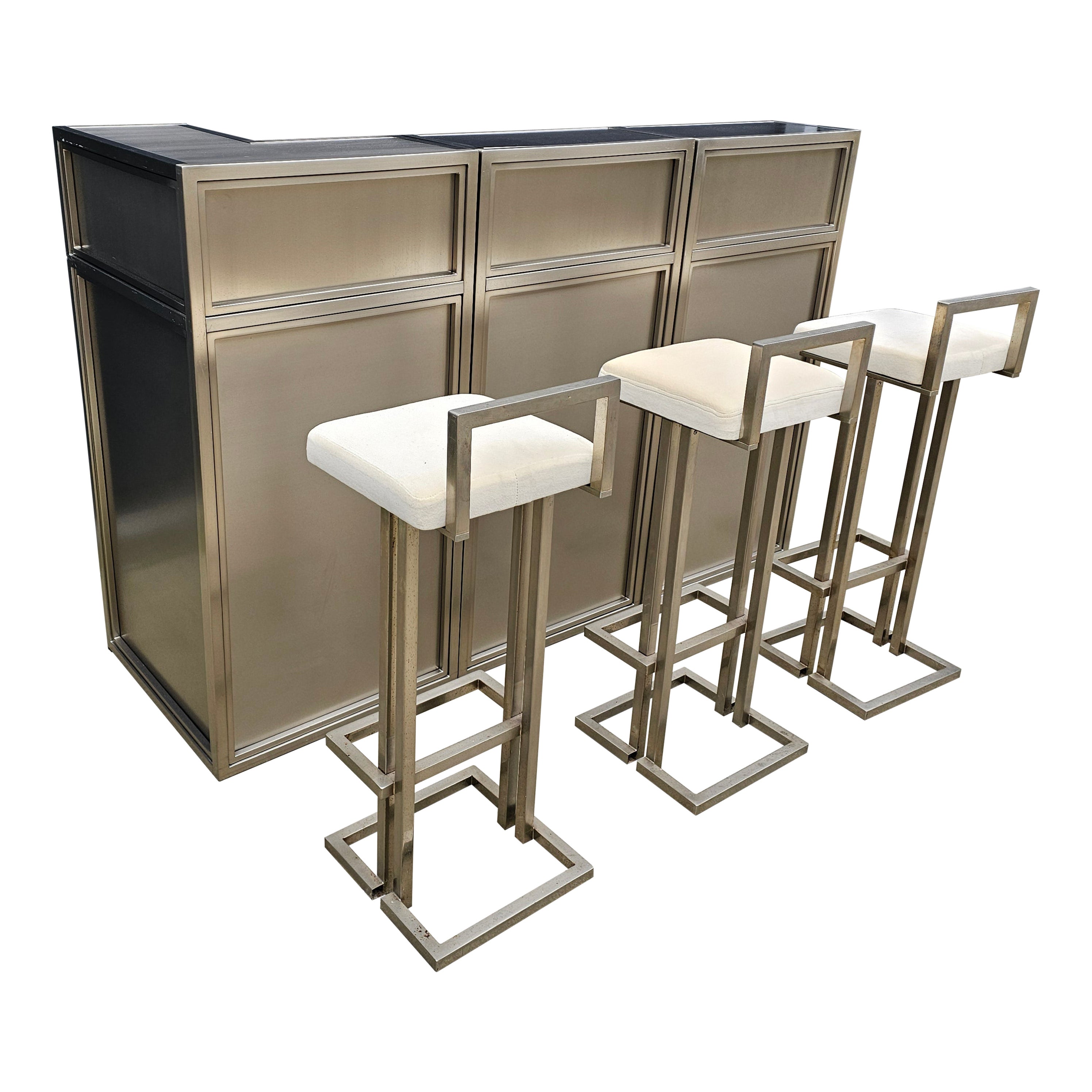 Metalic Modular Bar from the 1980s Belgium For Sale