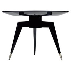 Beistelltisch aus schwarz lackiertem Holz und versilberter Bronze von Alfred Porteneuve