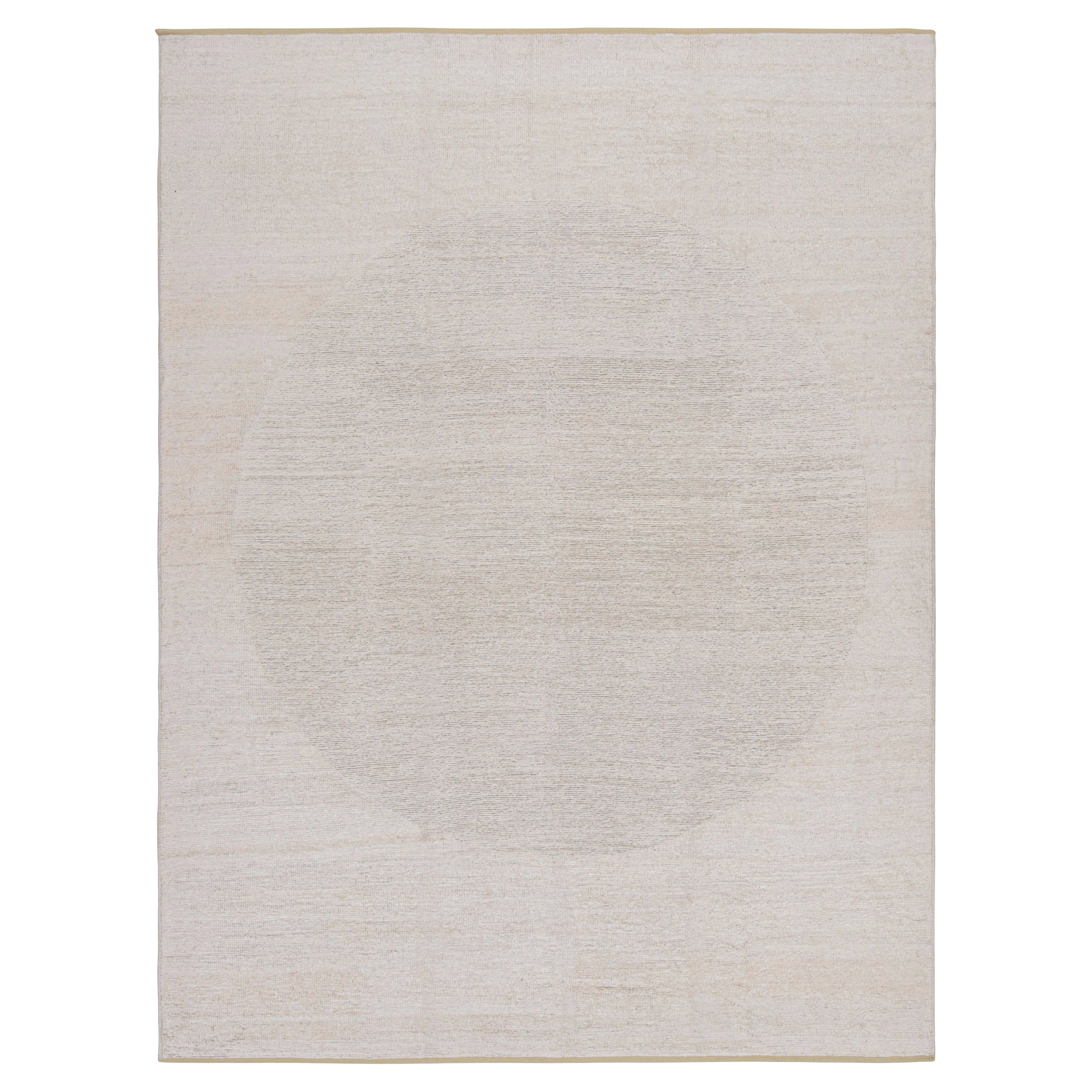 Rug & Kilim’s Contemporary Rug in White with Subtle Circle Pattern - “Harmony”  For Sale