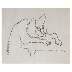 Vintage Patricia Oberhaus Cat Drawing