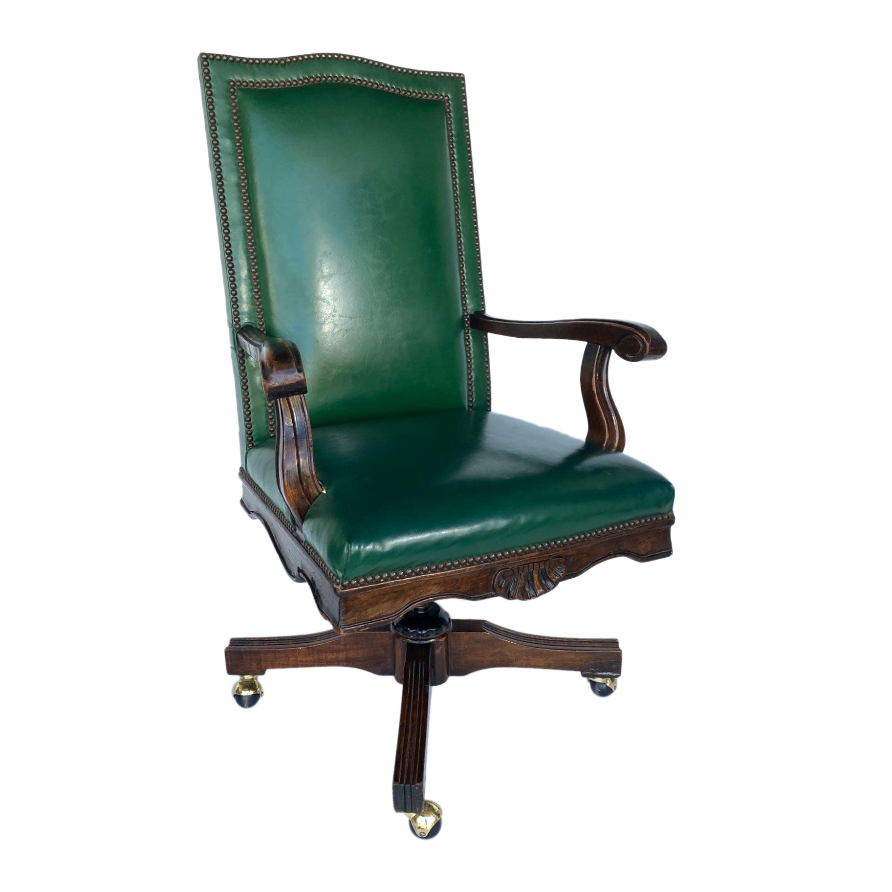 Chaise de bureau pivotante en cuir en vente