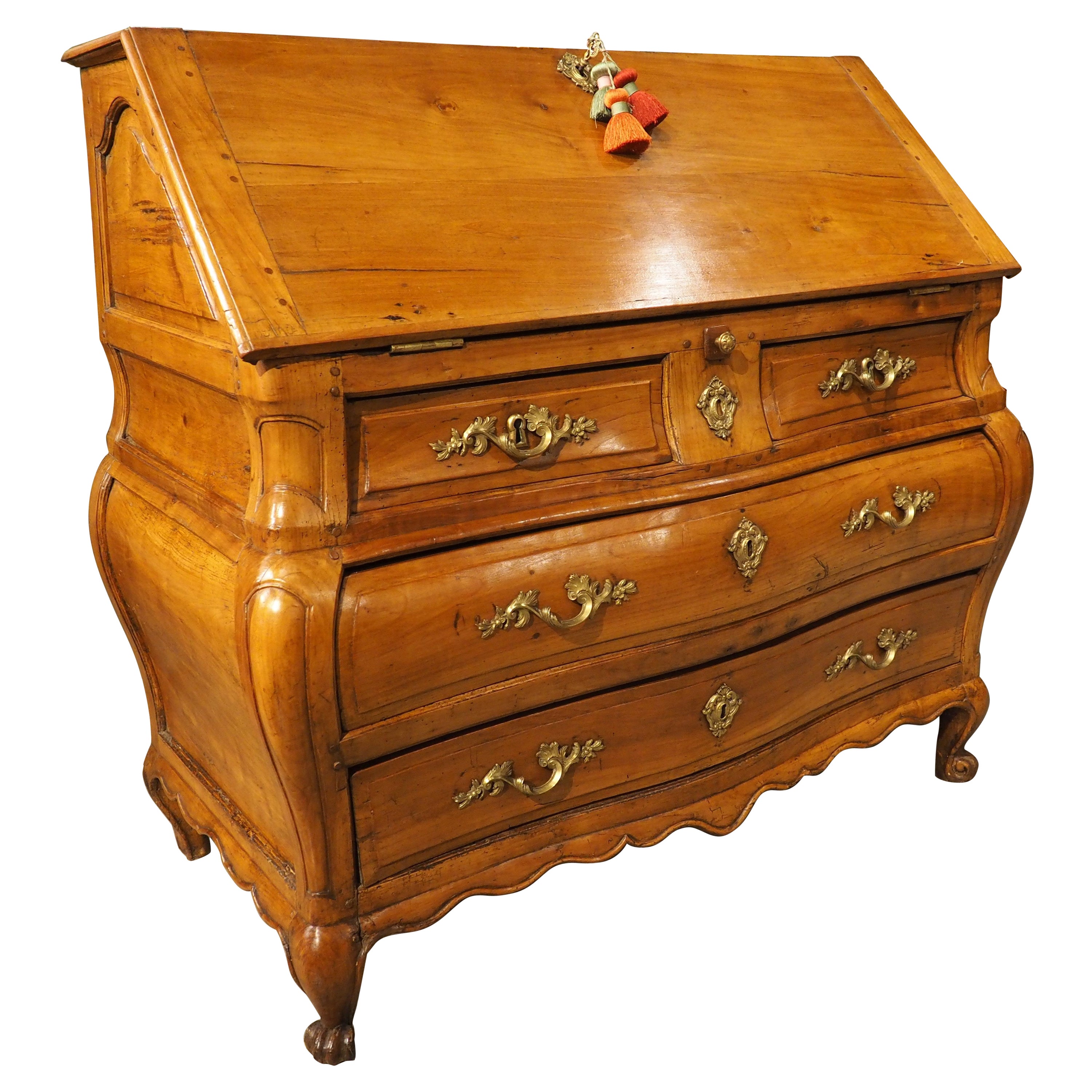 18th Century Carved Cherrywood Commode Scriban from Bordeaux, France For Sale