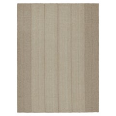 Rug & Kilim's Contemporary Kilim with Light Beige-Brown Textural Stripes (Kilim contemporain avec rayures texturées beige clair et marron) 