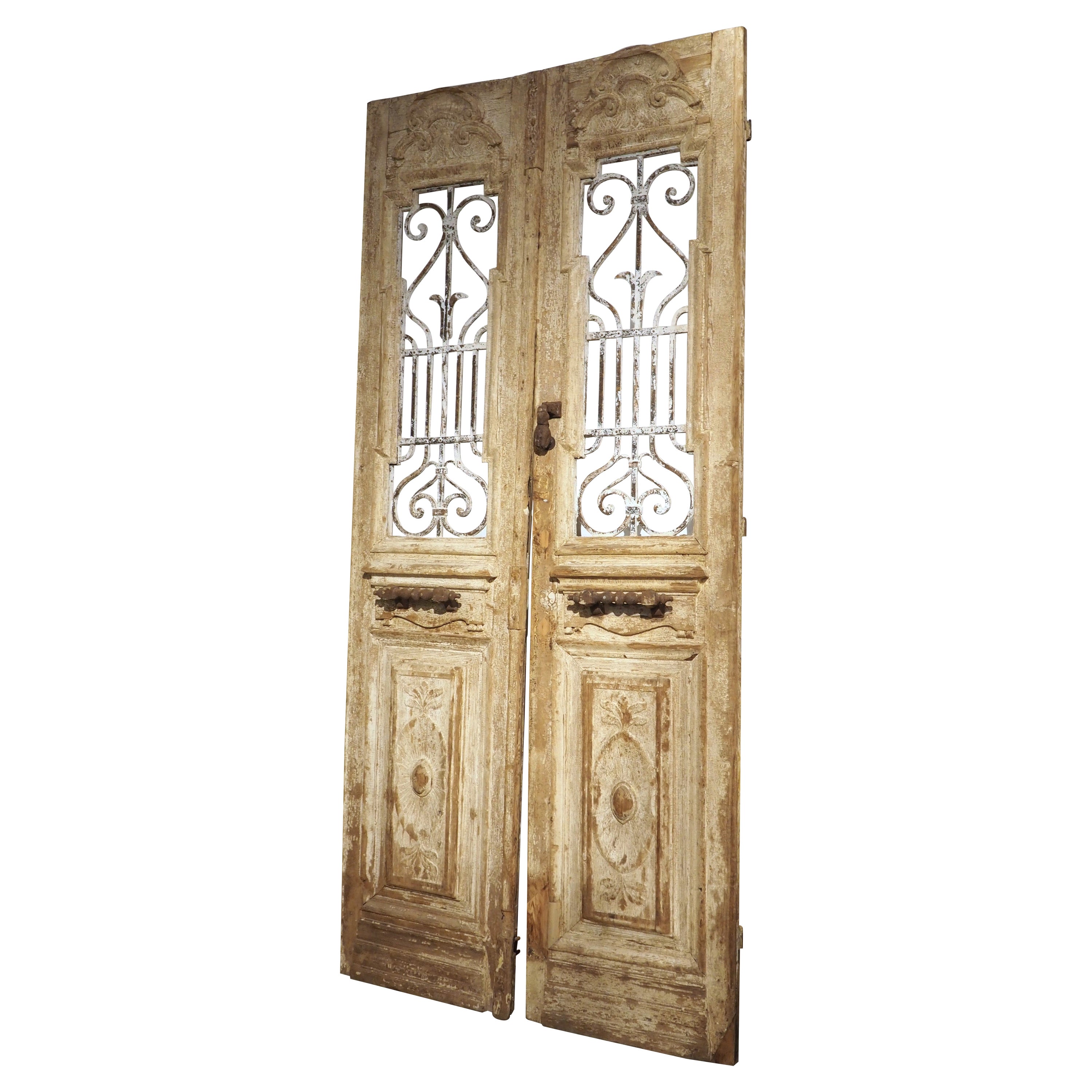 Pair of Antique French Colonial Entry Doors, Circa 1890 For Sale