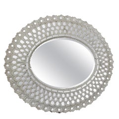 Grand miroir espagnol avec finition blanche d'origine