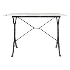 Antique French Marble Topped Iron Bistro Table