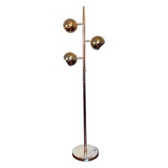 Vintage  Mid century modern Robert Sonneman style 3 globe brass floor lamp, circa 1960s