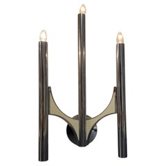 Used 1970s Chrome and Metal 3 Light Single Sconce by Gaetano Sciolari