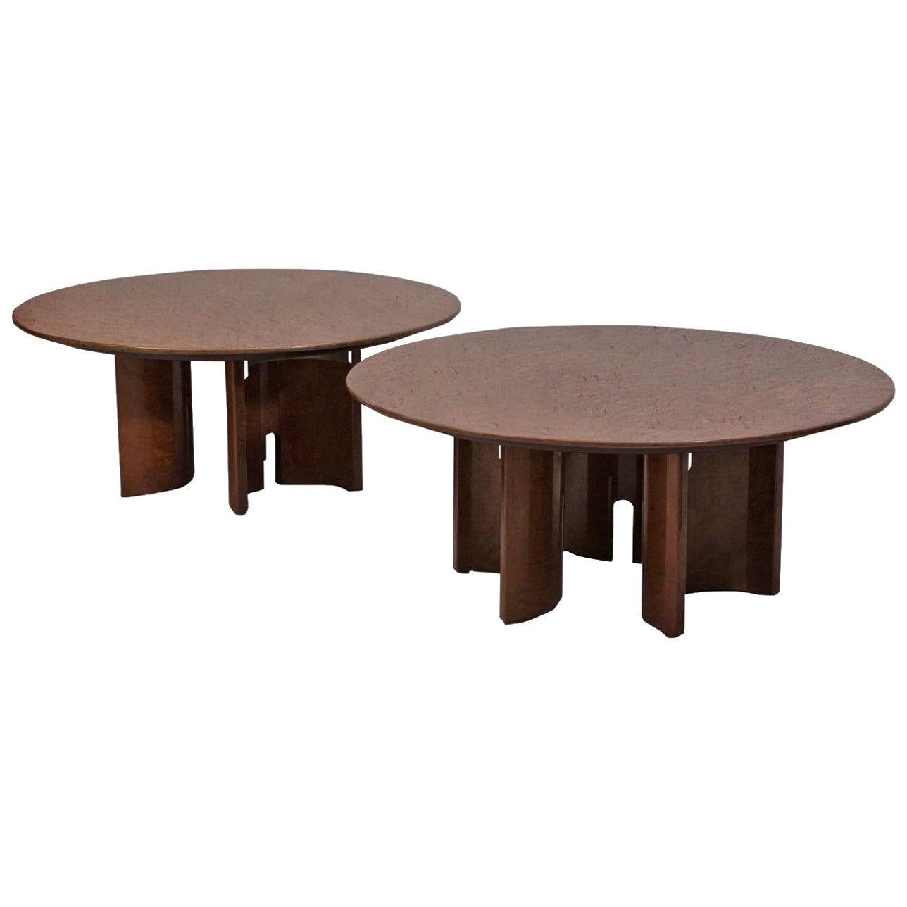 Pair of Giovanni Offredi Round Coffee Tables For Sale
