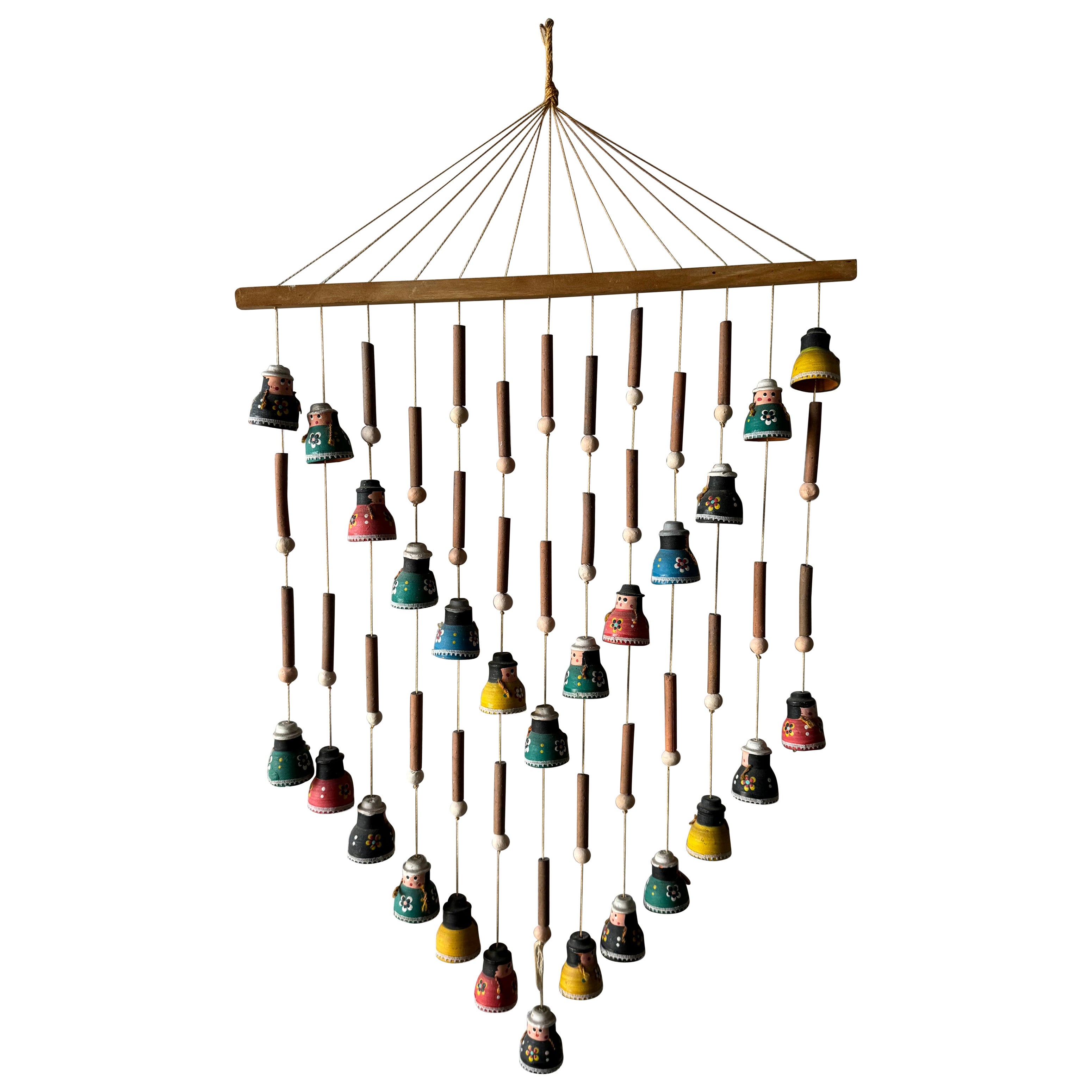 Hand Painted Mexican Folk Art Hanging Wind Chime  For Sale
