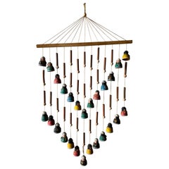 Used Hand Painted Mexican Folk Art Hanging Wind Chime 