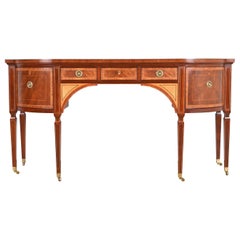 Baker Furniture Stately Homes Sheraton Bow Front Inlaid Mahogany Sideboard