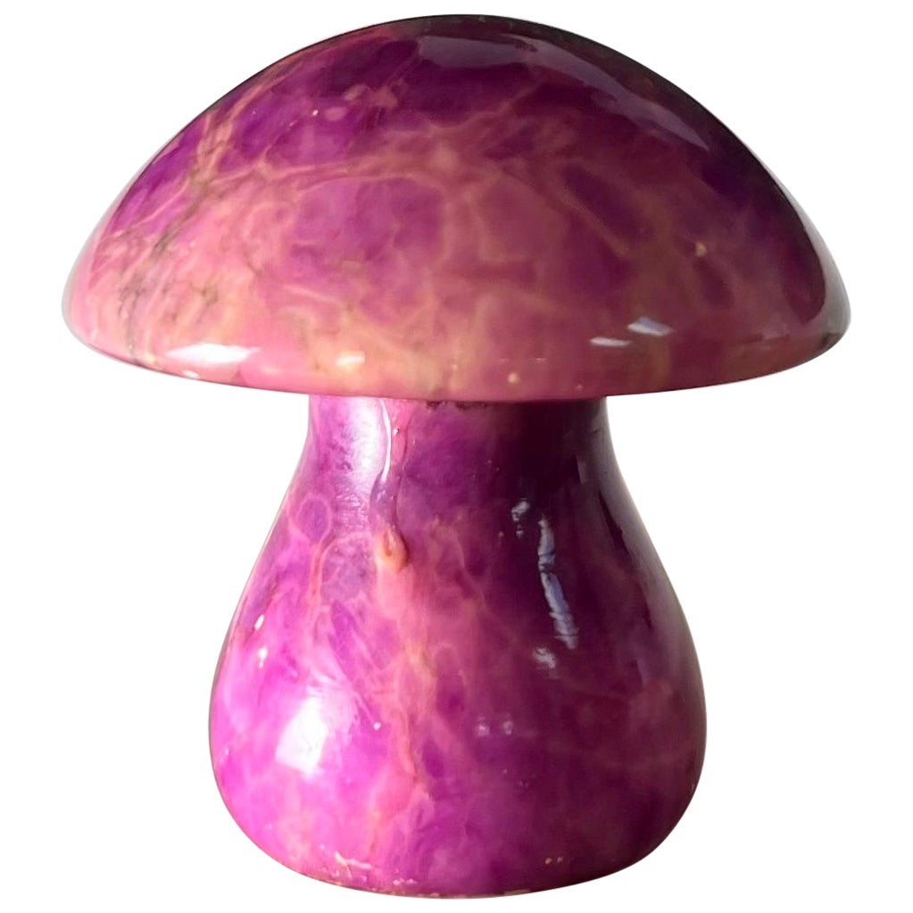An Italian marble mushroom objet d’art in magenta, mid 20th century  For Sale