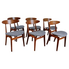 Série de 6 chaises scandinaves teck Retro Wilhelm Wohlert 1960