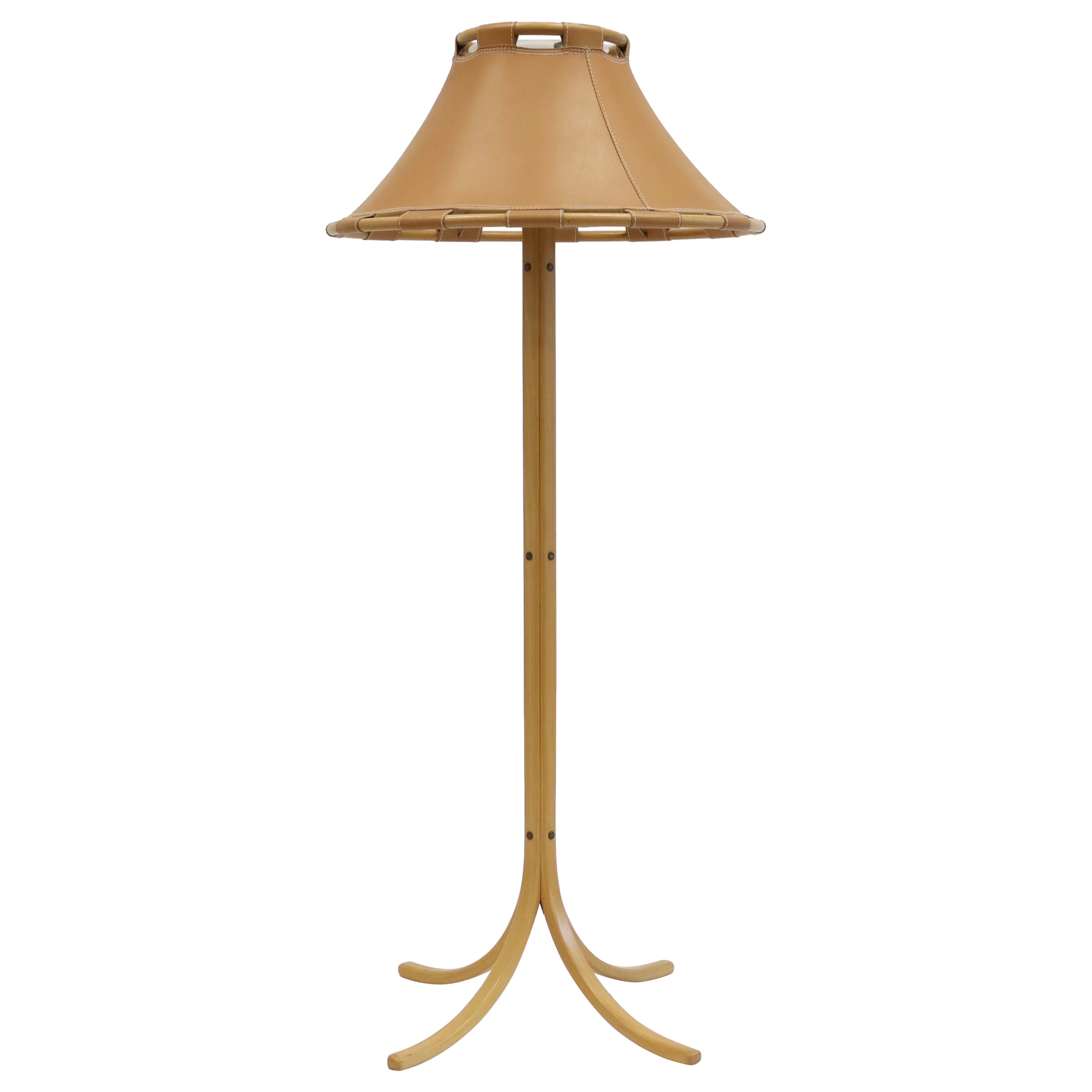 Beech wood Floor Lamp by Anna Ehrner for Atelje Lyktan, 1970s, Sweden For Sale