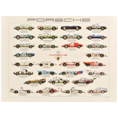 Original Vintage Car Advertising Poster Porsche Stuttgart 1931-1981 Racing Auto