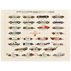 Poster pubblicitario originale per auto d'epoca Porsche Stuttgart 1931-1981 Racing Auto