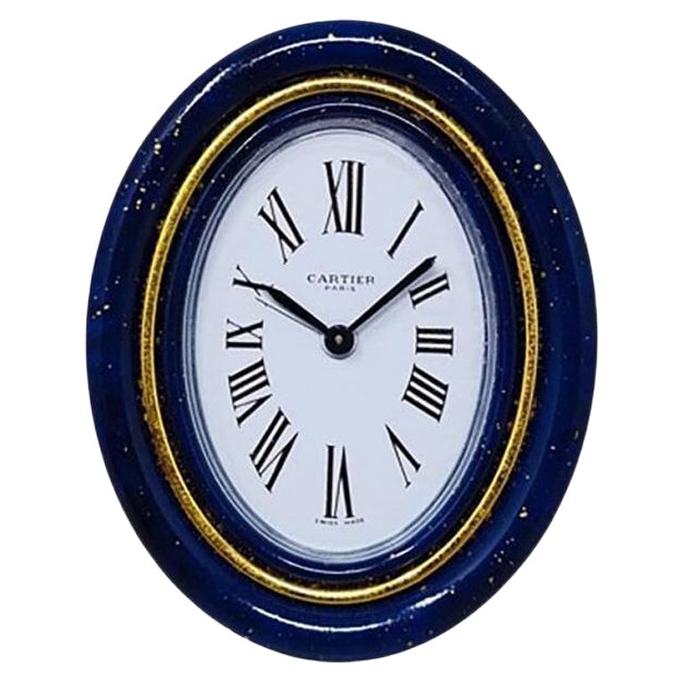 Superbe horloge d'alarme Cartier des années 1980. Fabriqué en Suisse