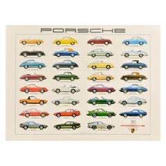 Original Vintage Automobile Advertising Poster Porsche Car Models Ken Rush