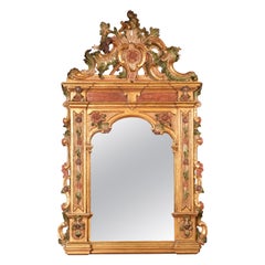 Vintage Mirror. Molded and polychrome alabaster. 20th century. 