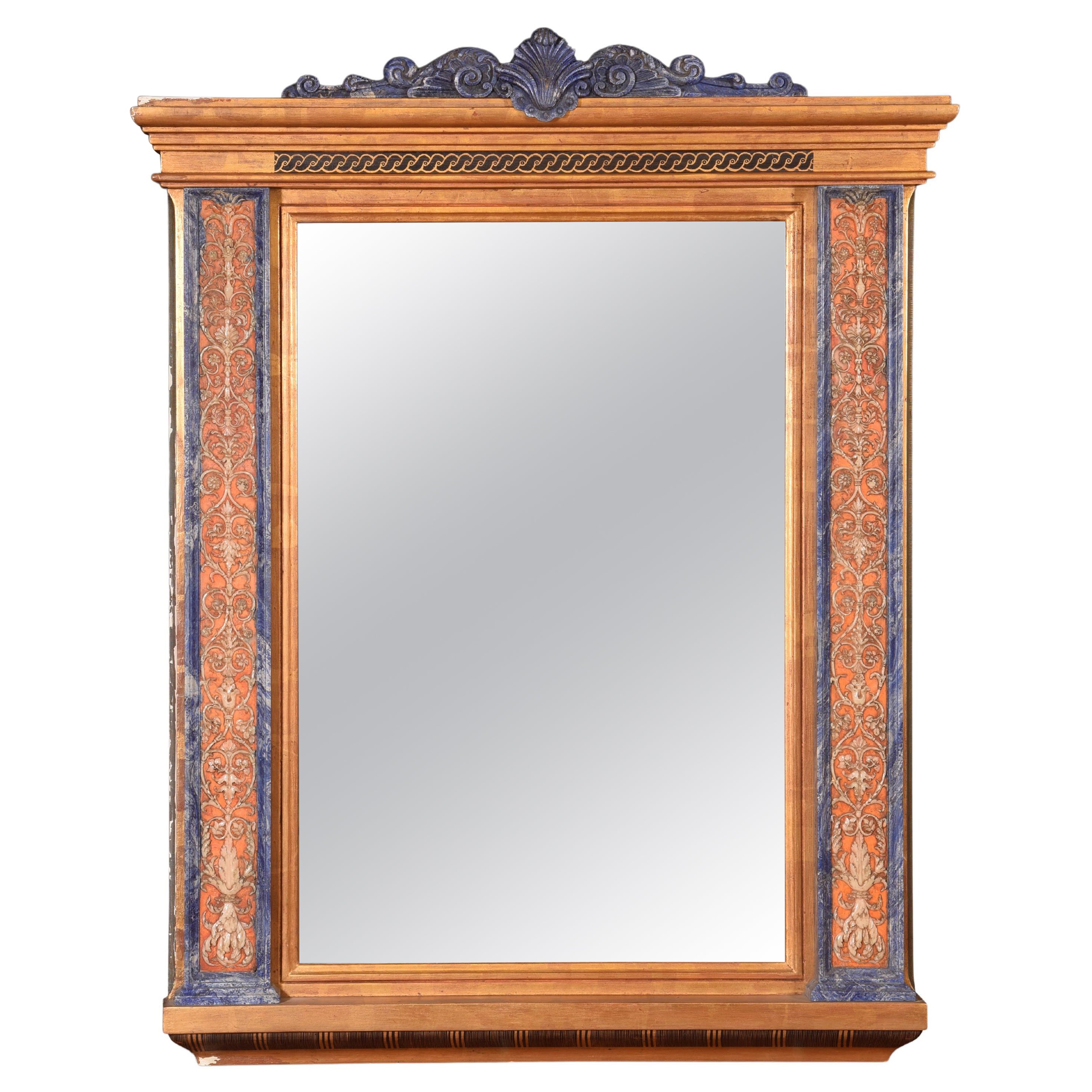 Wall mirror. Modeled alabaster. 20th century.  For Sale