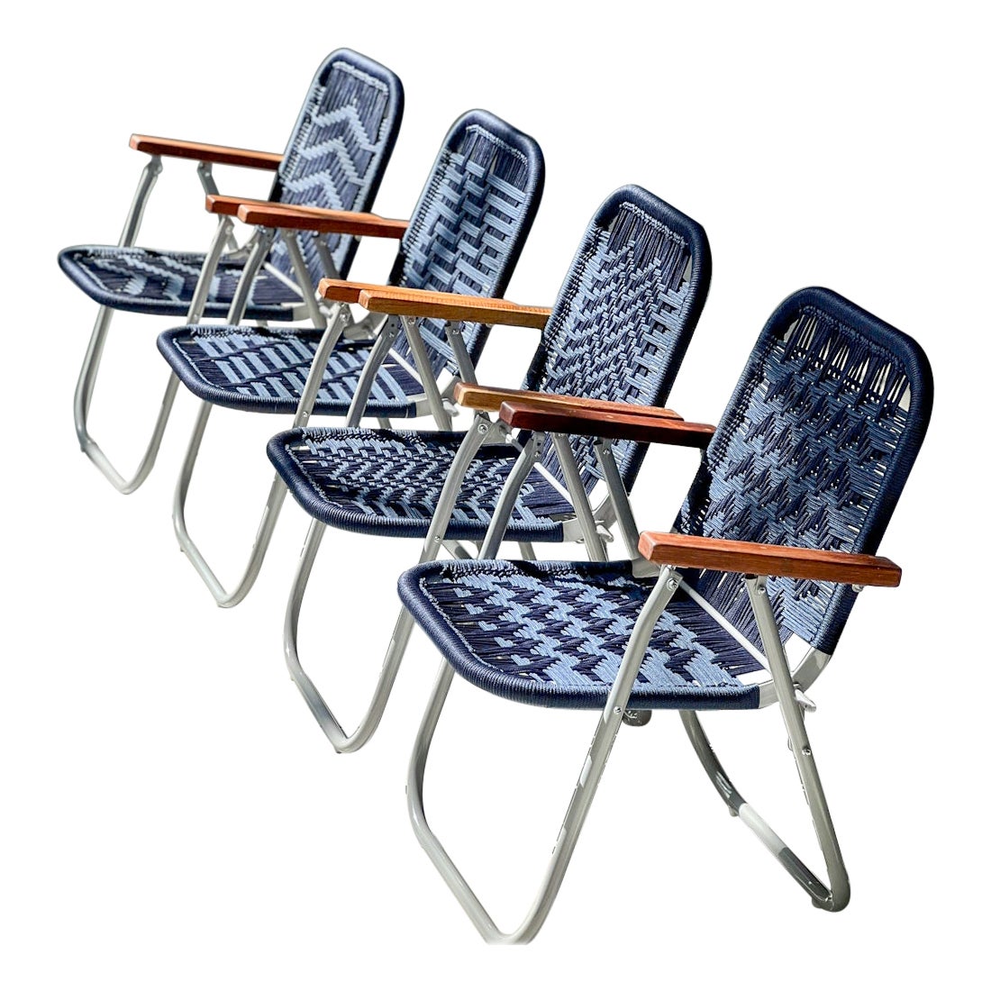 Set four beach chair Japú navy  - Outdoor area Garden and Lawn Dengô Brasil For Sale