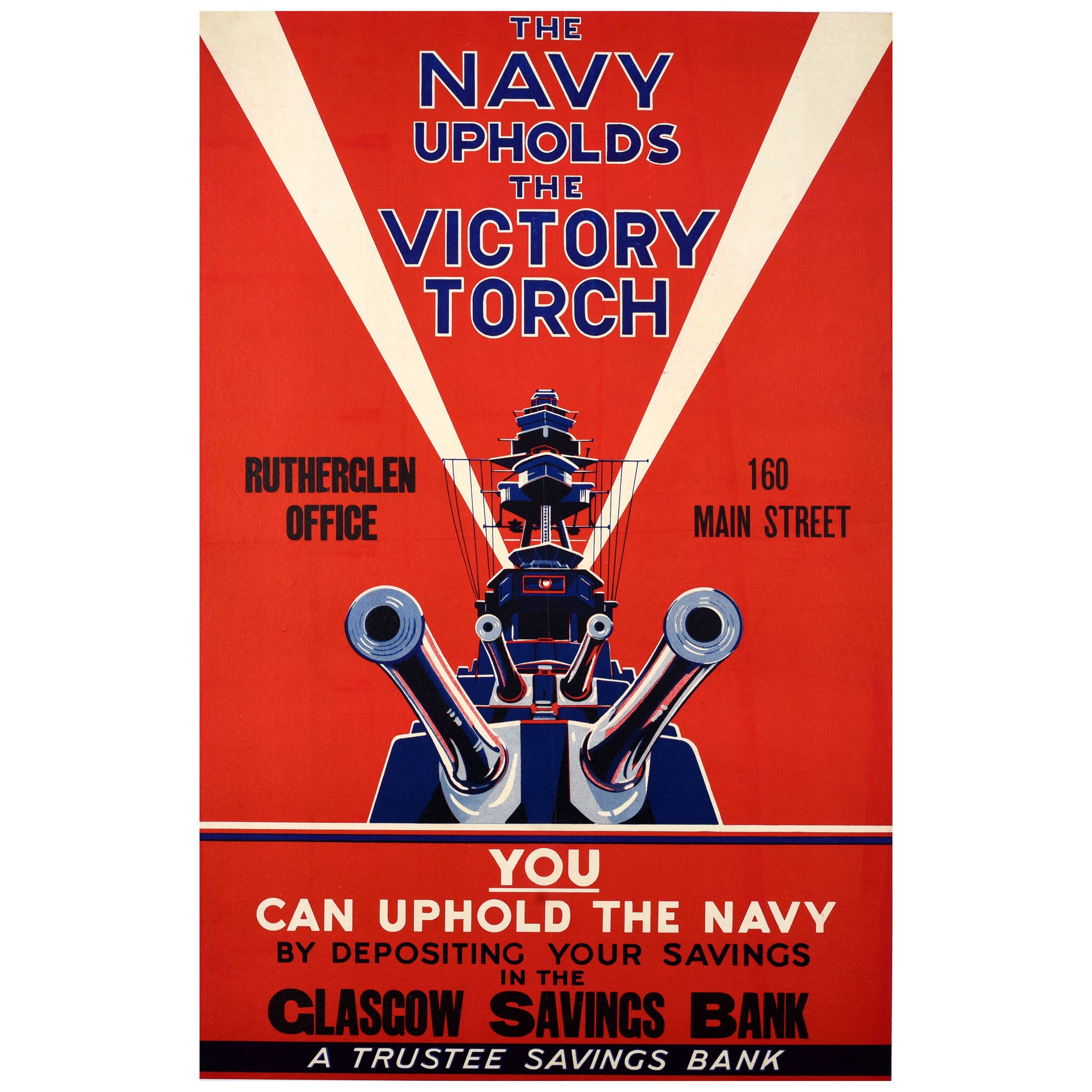 Original Vintage-Propagandaplakat aus dem Zweiten Weltkrieg, Navy Upholds Victory Torch, WWII