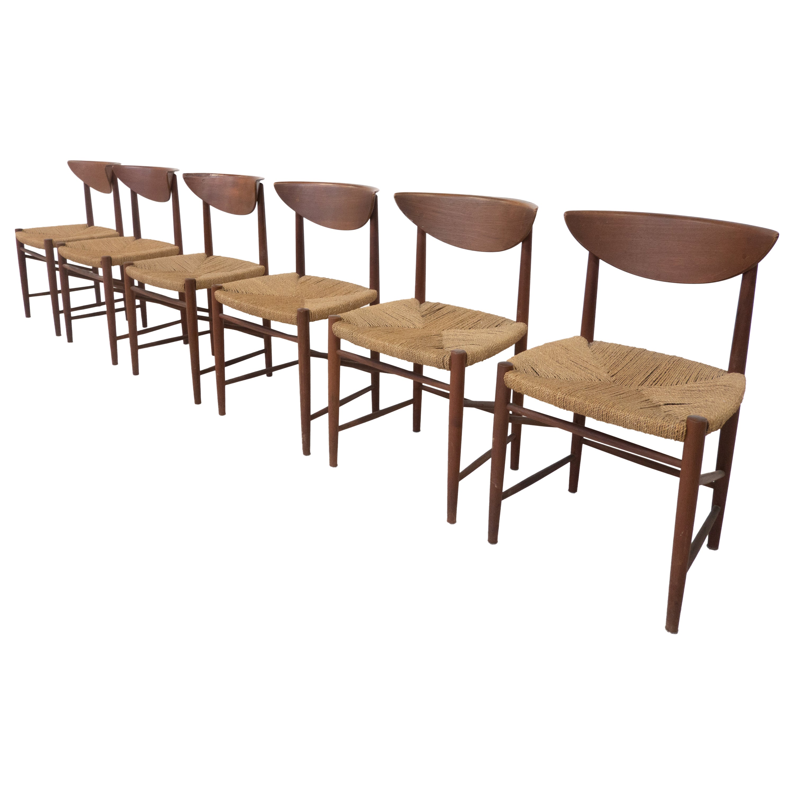 Mid-Century Set of 6 Chairs Model 316 by Peter Hvidt & Orla Mølgaard Nielsen  For Sale