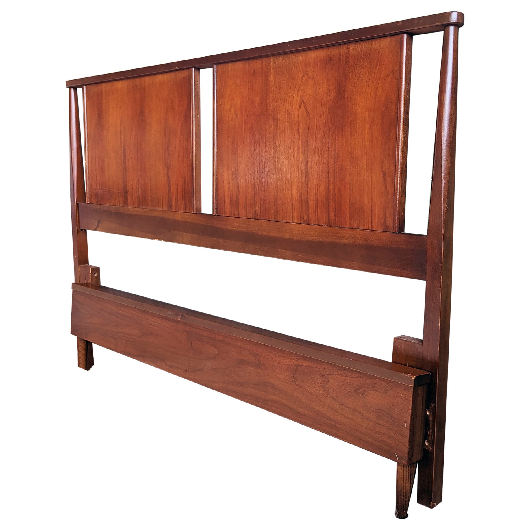 60s Mid Century Full "Double" Sized Bed Frame- Headboard + Footboard -Two Avail. For Sale