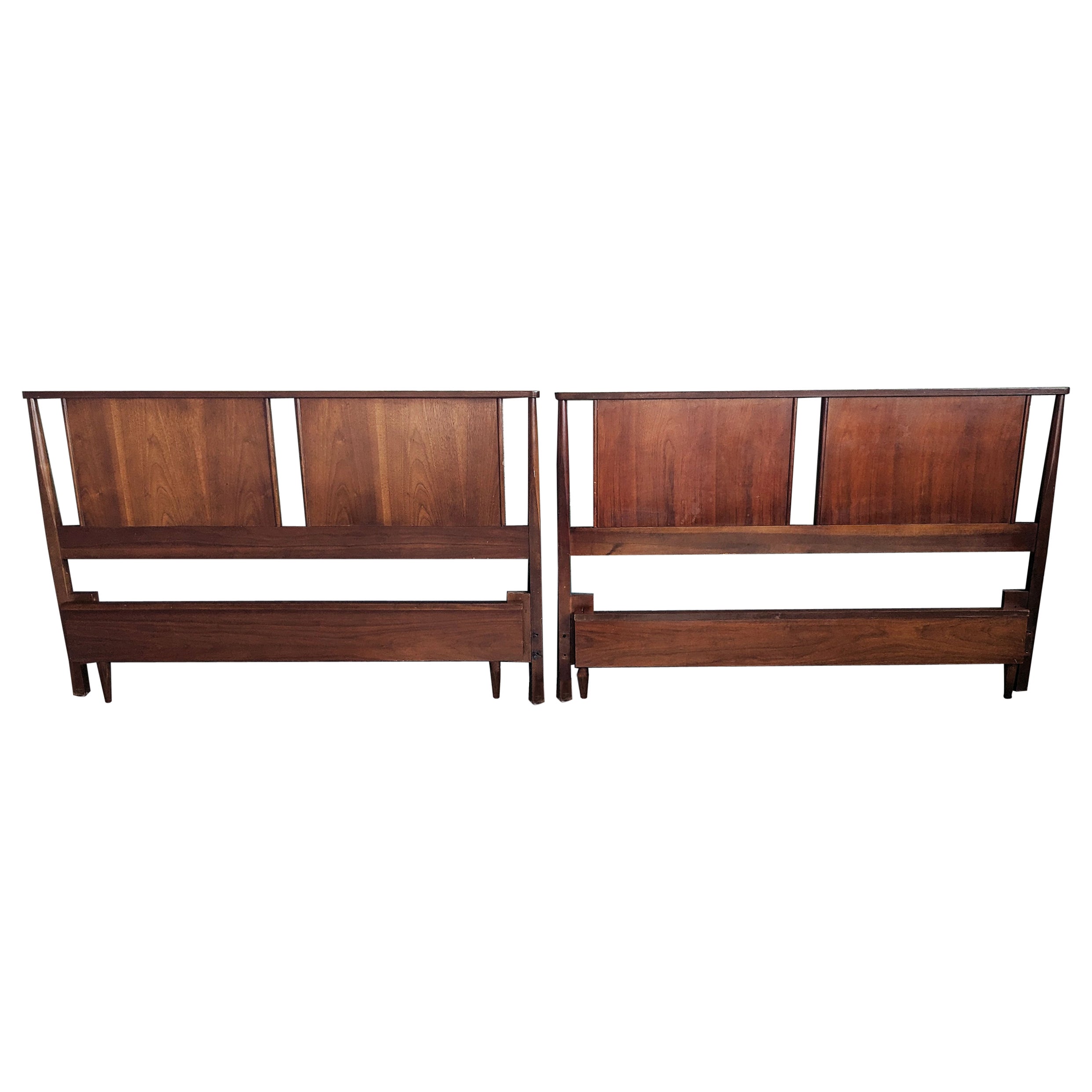 60s Mid Century Full "Double" Sized Bed Frame- Headboard + Footboard -Two Avail. For Sale