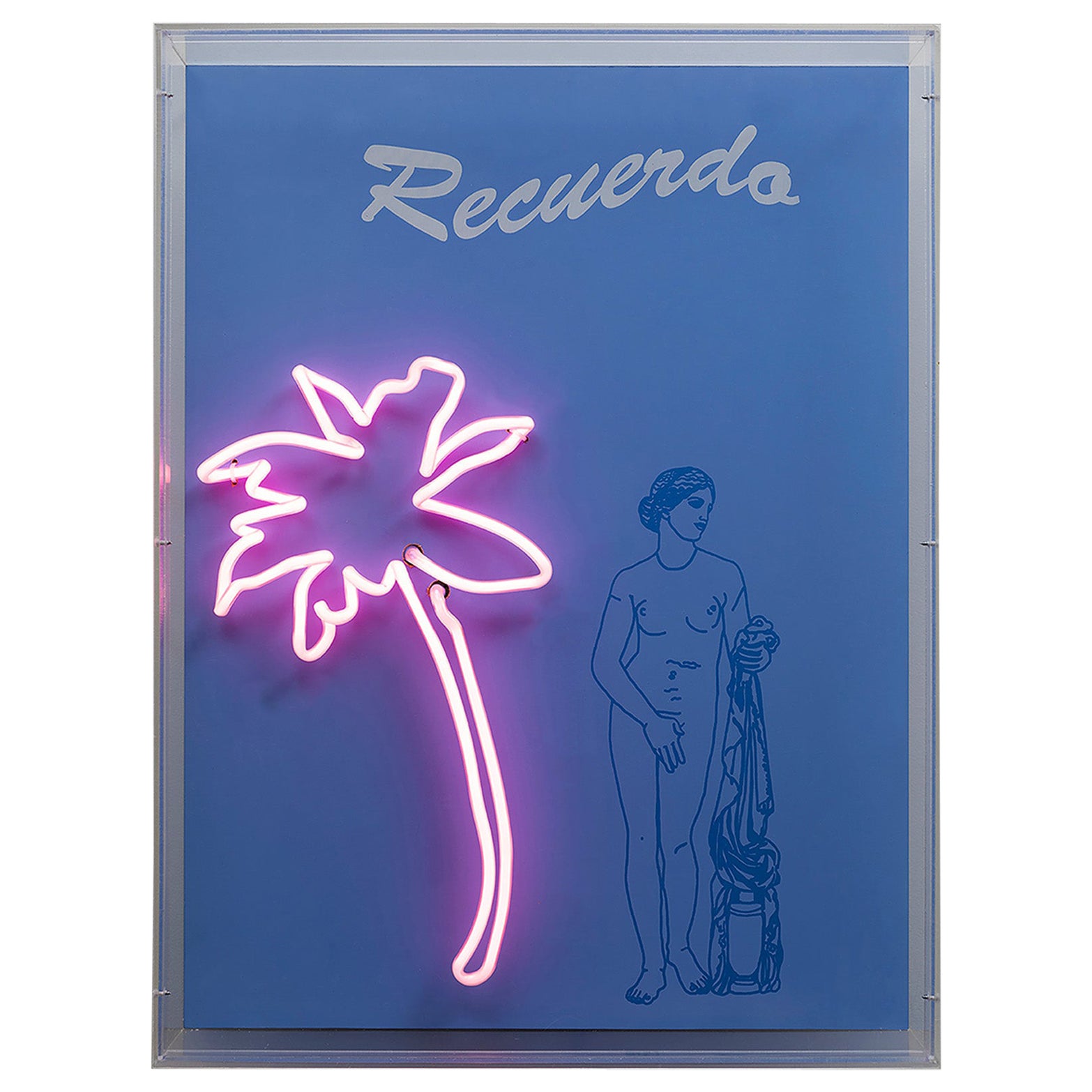 Erinnere dich an Aphrodite. Neon-Lichtkasten Wandskulptur.