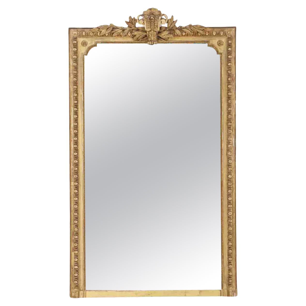 A large French giltwood and gessor mirror in the Louis XV style circa 1910.  For Sale